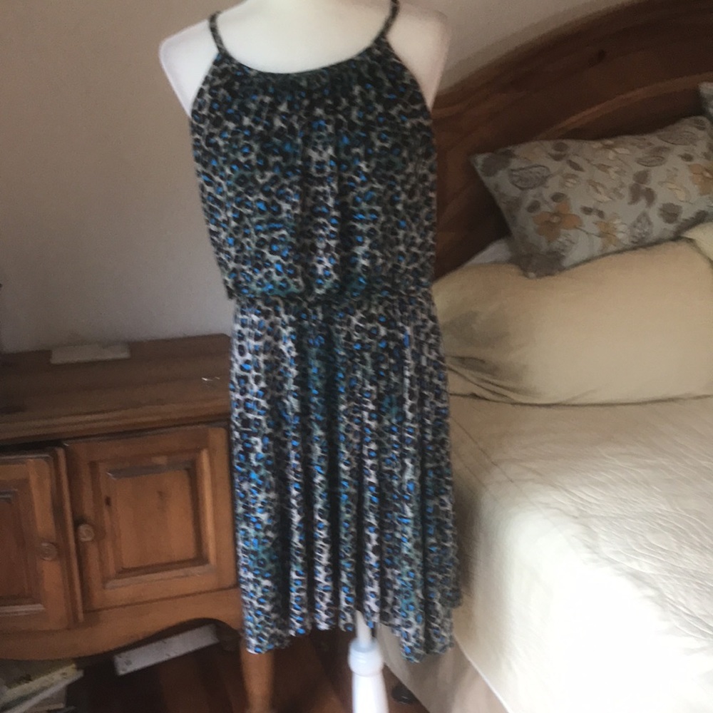 Nine West Spaghetti Strap Halter Type Animal Print Dress Size 10